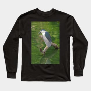 Heron with Green backdrop Long Sleeve T-Shirt